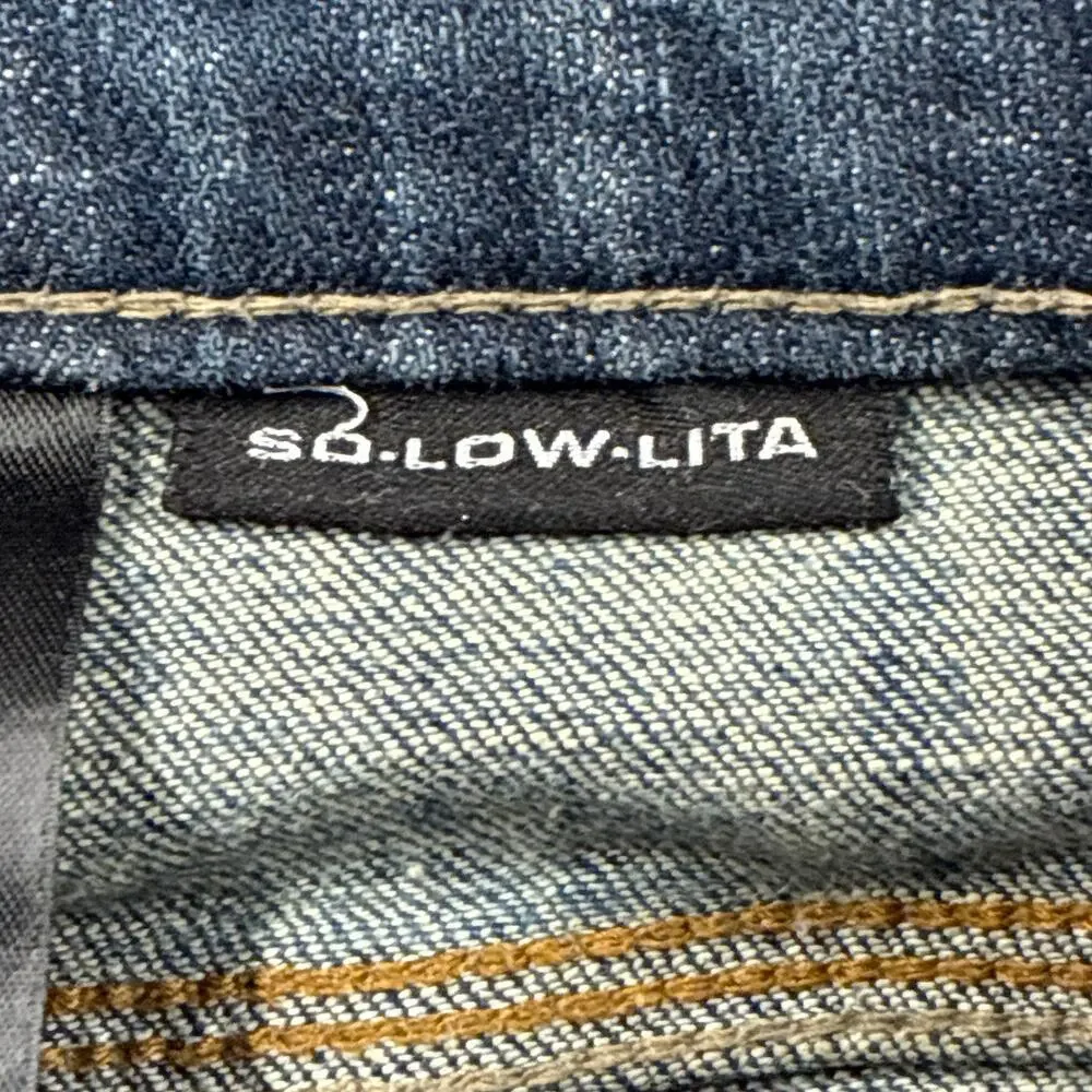 DKNY So Low Lita Jeans Womens 6 Bootcut Floral Embellished Distressed Denim Boho